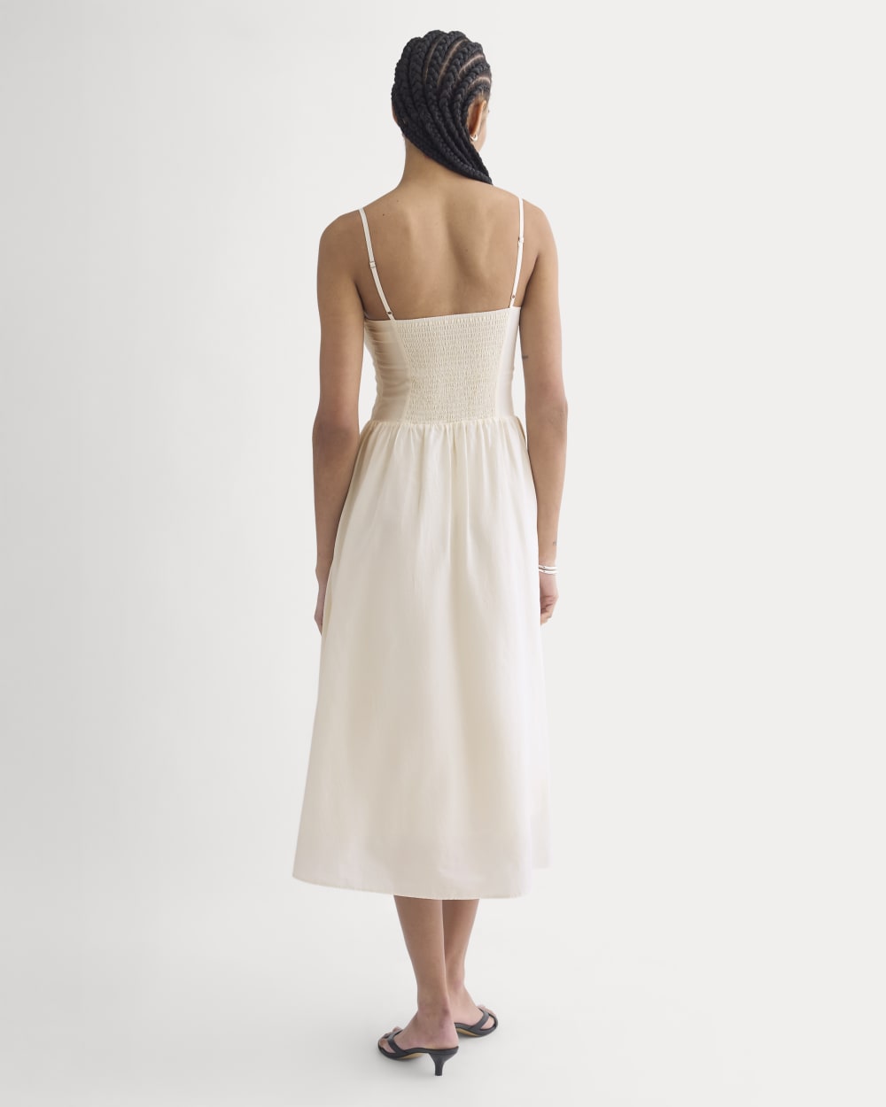 cotton dress midi women Everlane Midi Dress In Cotton Silk Voile In Bone, Size 2