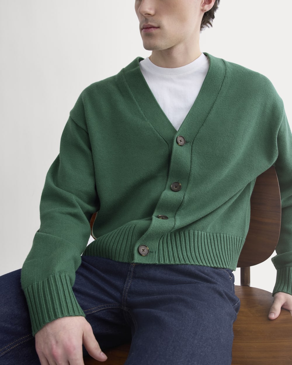 Cropped Cardigan in Everyday Cotton | Hunter Green – Everlane