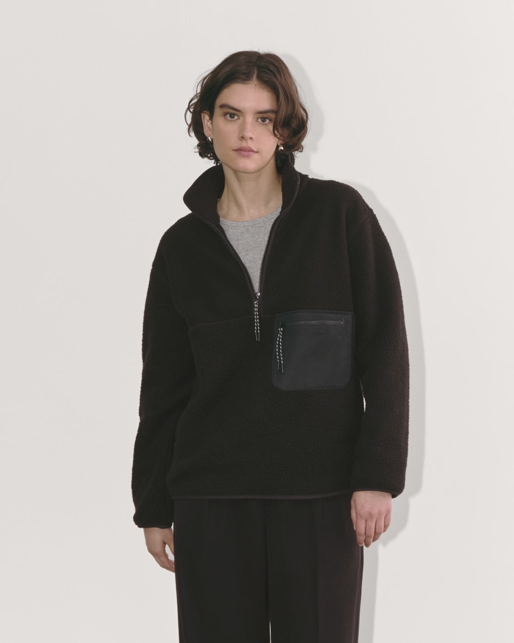 womens-renew-fleece-oversized-half-zip-new-black | primary