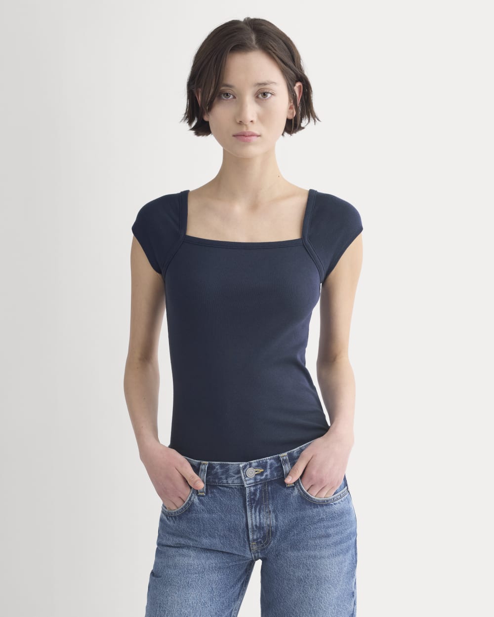 womens-retrosoft-cotton-square-neck-tee-navy | primary