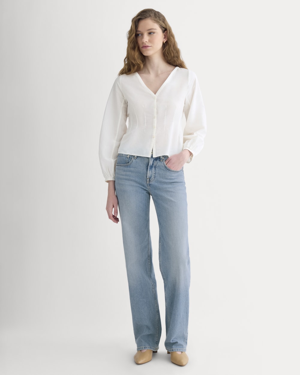 Balloon Sleeve Top in Cotton Silk | Bone – Everlane