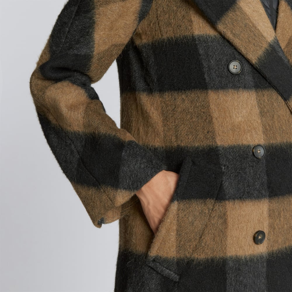The Brushed Italian ReWool® Peacoat | Camel Buffalo Check – Everlane
