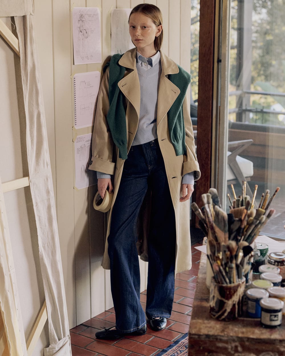 womens-drapey-twill-trench-coat-khaki | editorial