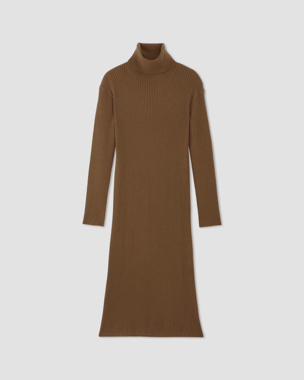 womens-cotton-merino-turtleneck-dress-camel | alt
