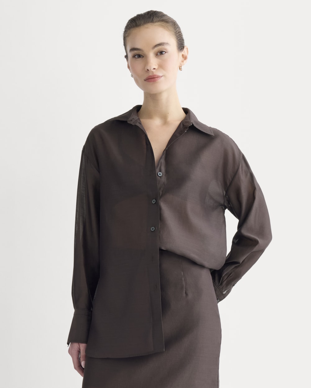 Oversized Shirt in Cotton-Silk Organza