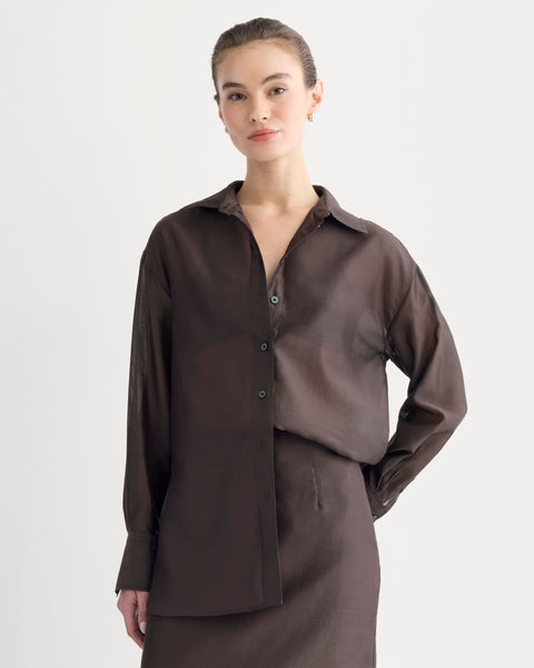 Oversized Shirt in Cotton-Silk Organza | Dark Chocolate – Everlane