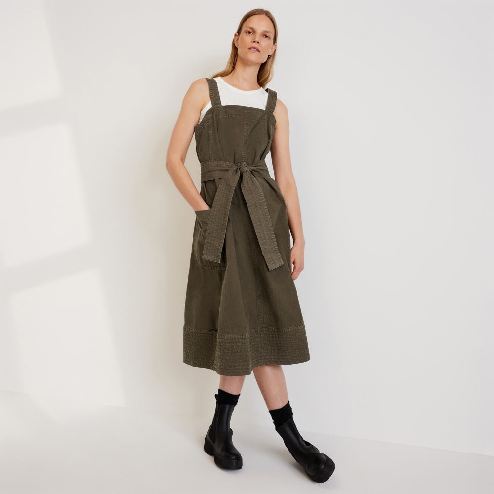 The Organic Cotton Herringbone Dress | Beech - XXS