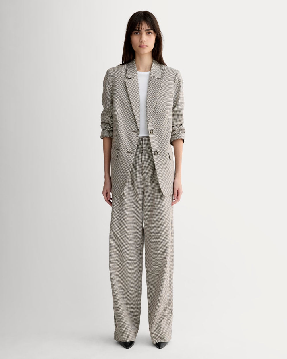 womens-way-high-drape-pant-short-deep-taupe-mini-gingham | primary