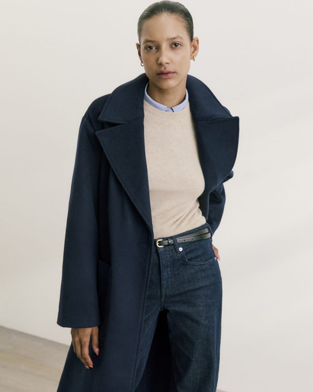 womens-rewool-belted-blanket-coat-deep-navy | editorial