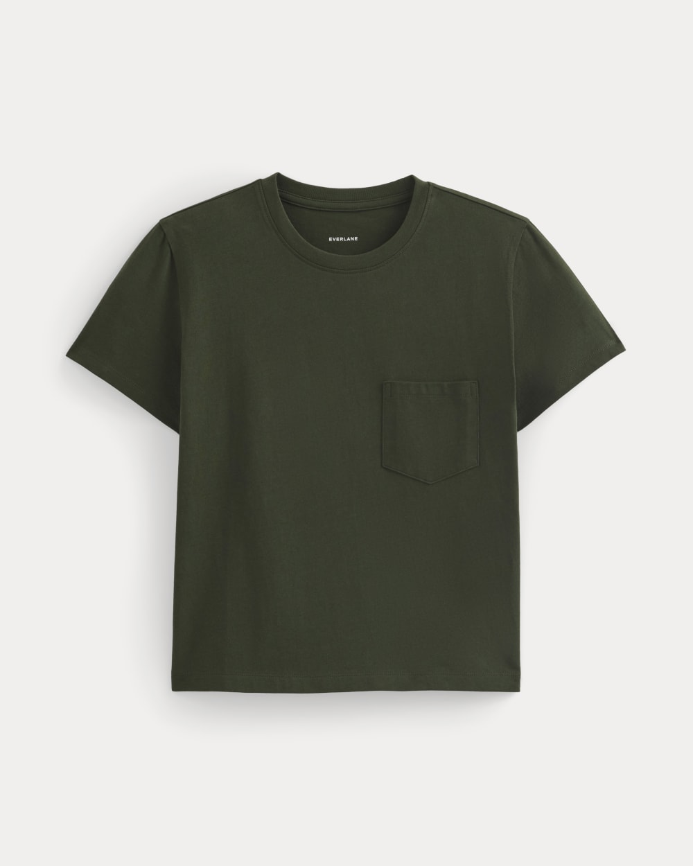 The Box-Cut Tee in Essential Cotton | Dark Green | Pocket – Everlane