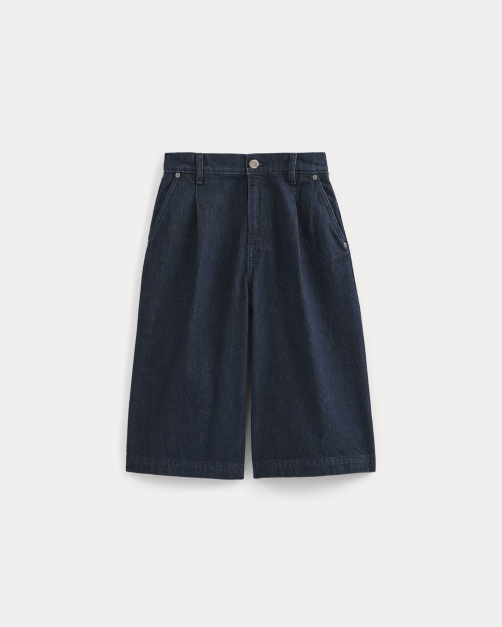 womens-high-rise-pleated-culotte-dark-rinse | primary