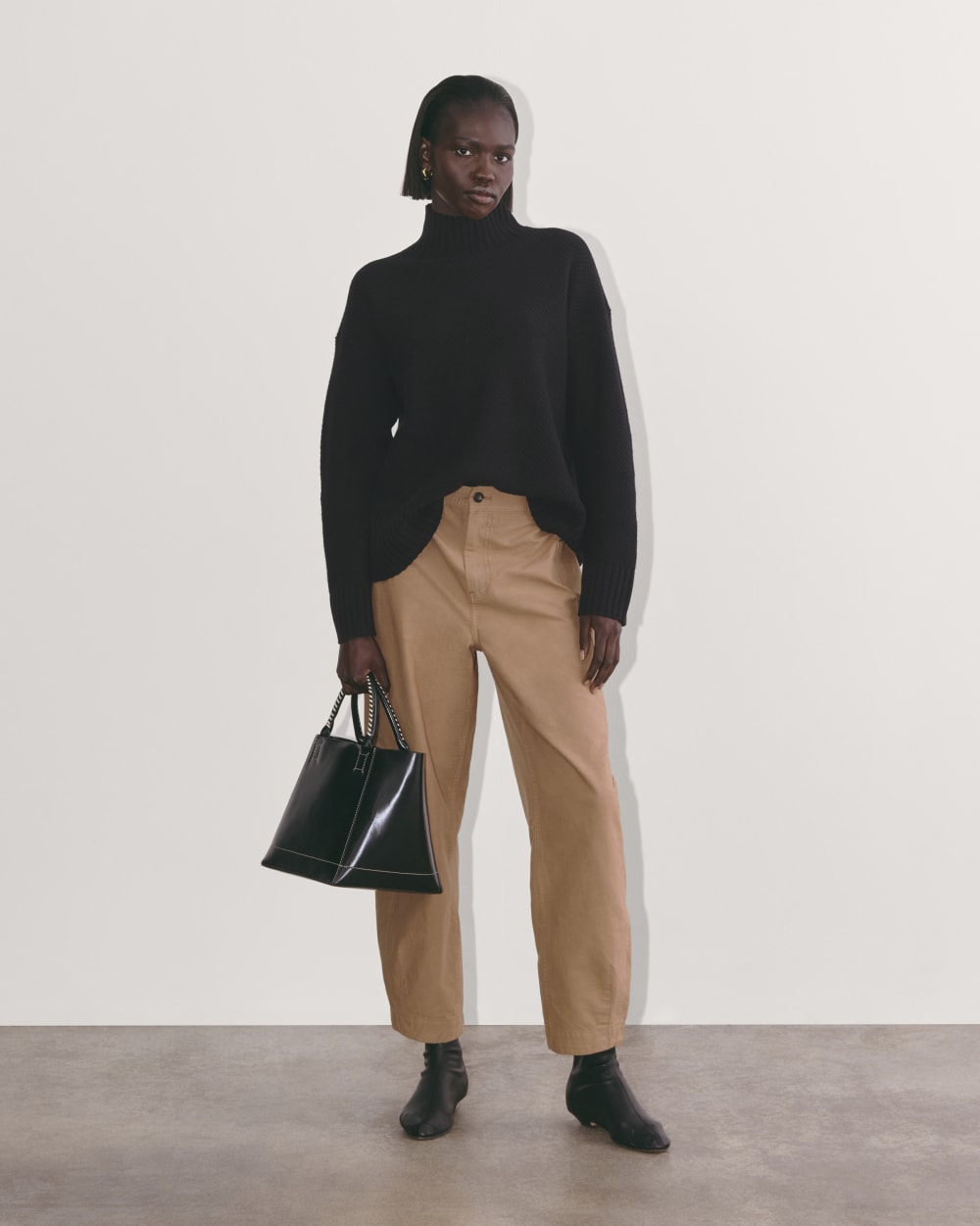 theory luxe 22SS ウォッシャブル2wayチュニックニット　黒 新色追加】ボイルドウールコンビニット チュニック