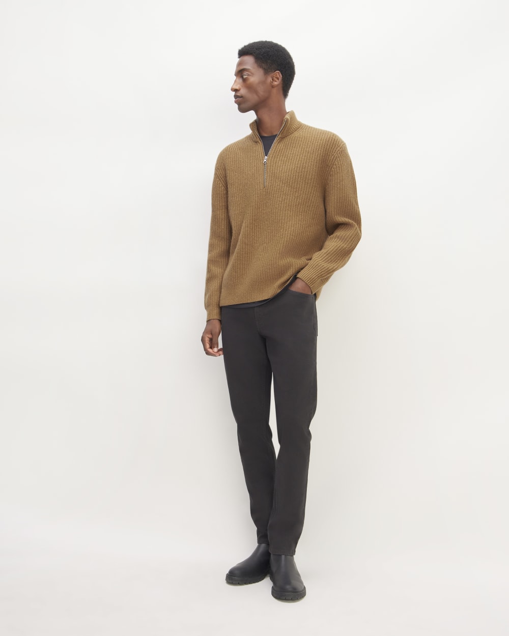 The Felted Merino Half-Zip Sweater | Deep Camel – Everlane