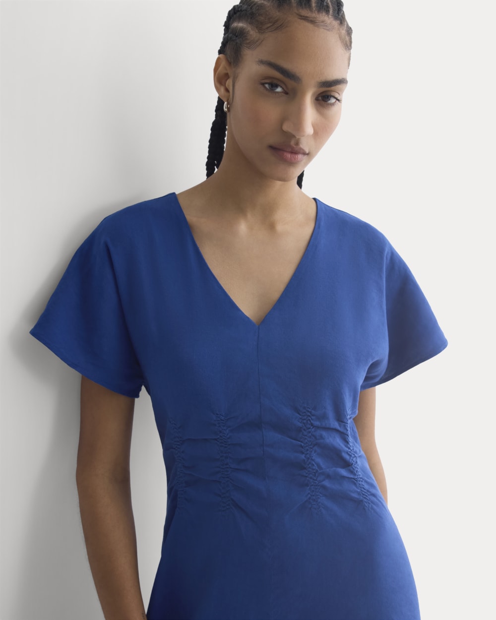 Cinched Dress in Stretch Linen | Estate Blue Everlane Cinched Dress in Stretch Linen | Estate Blue Everlane