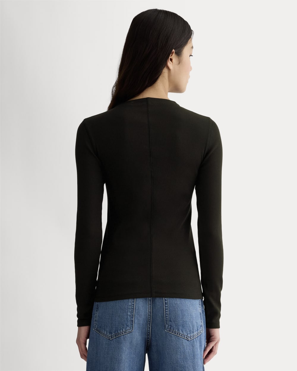 The Luxe Rib Funnel-Neck Tee | White