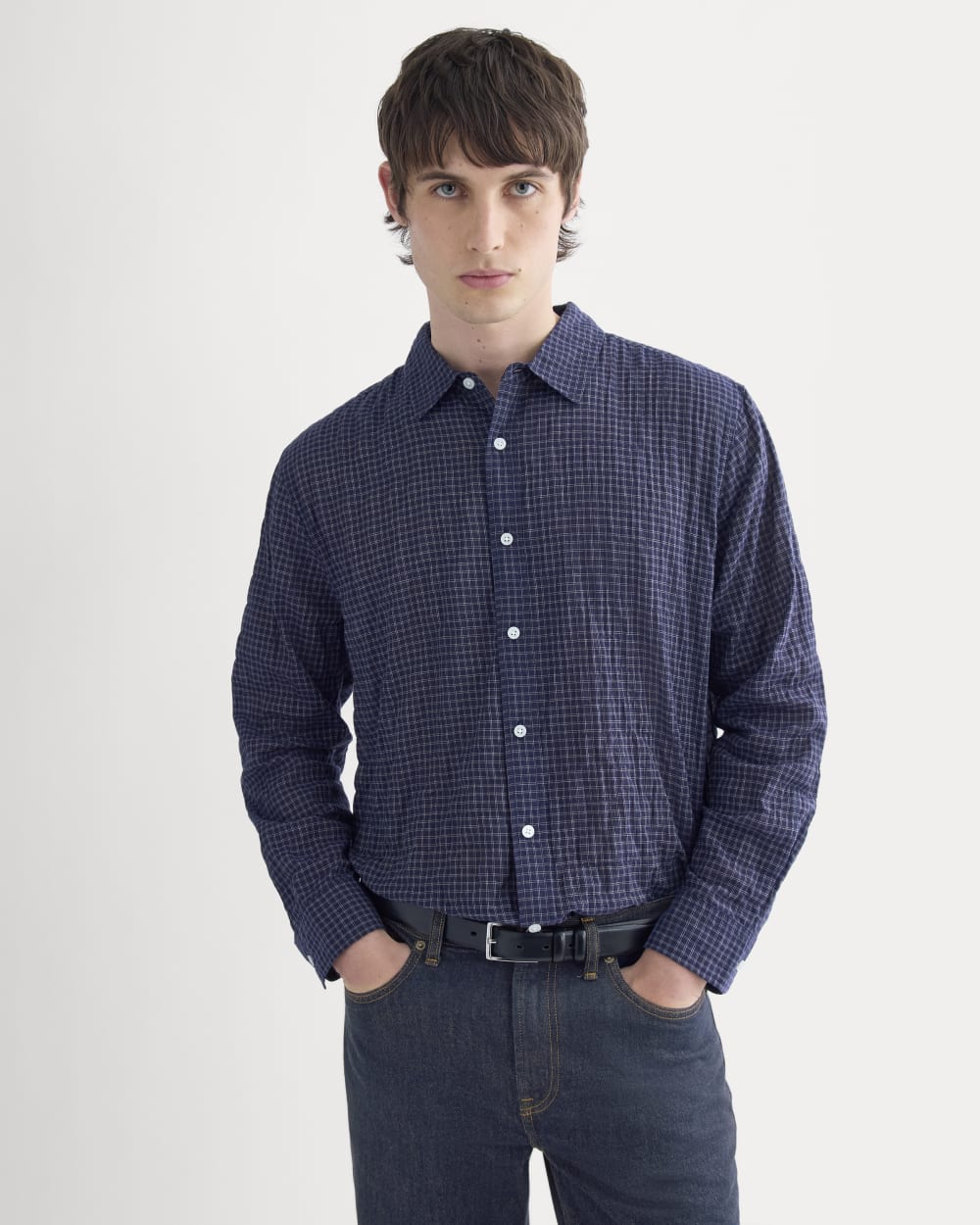 Textured Voile Button-Up Shirt