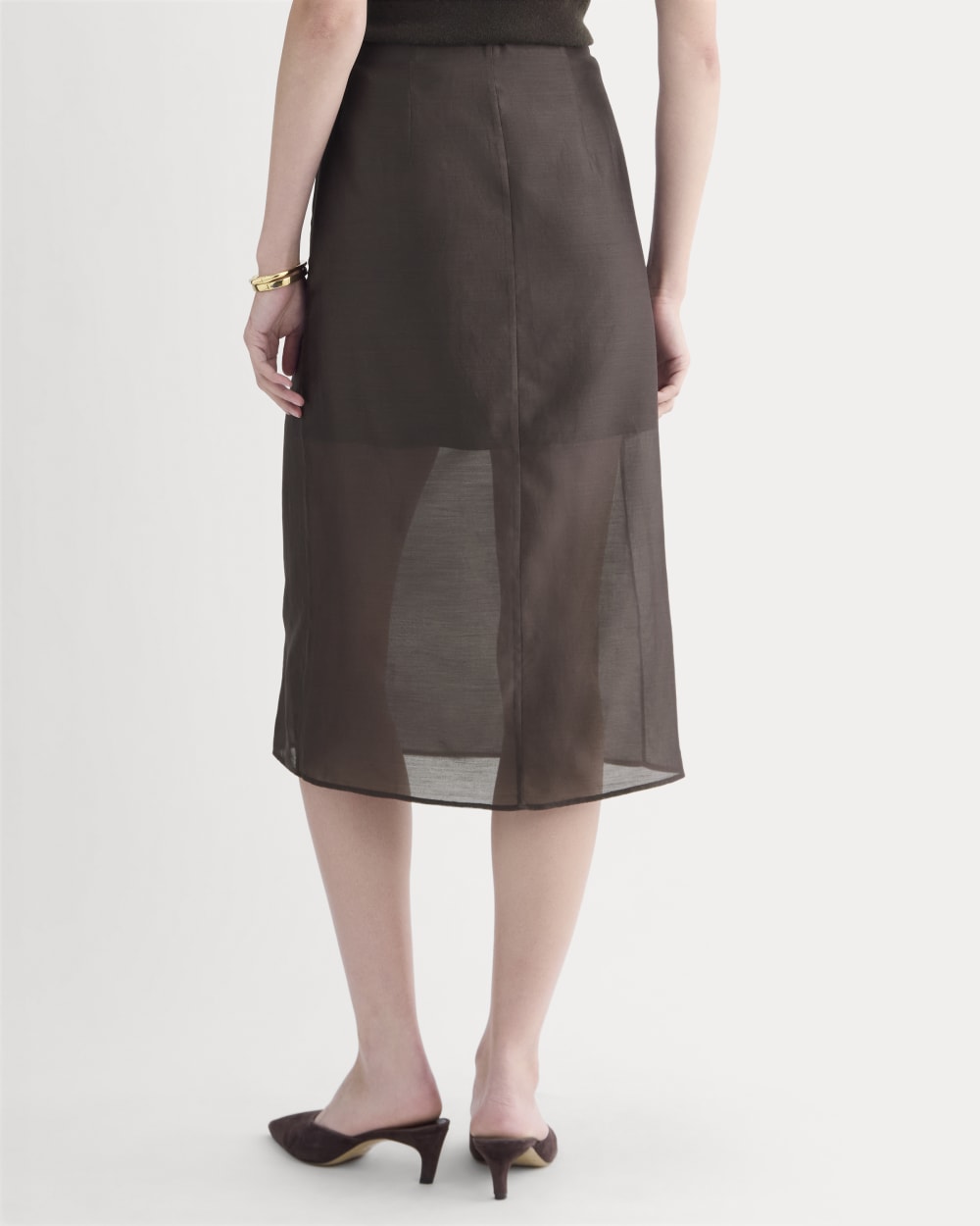 Midi Skirt in Cotton-Silk Organza | Dark Chocolate – Everlane