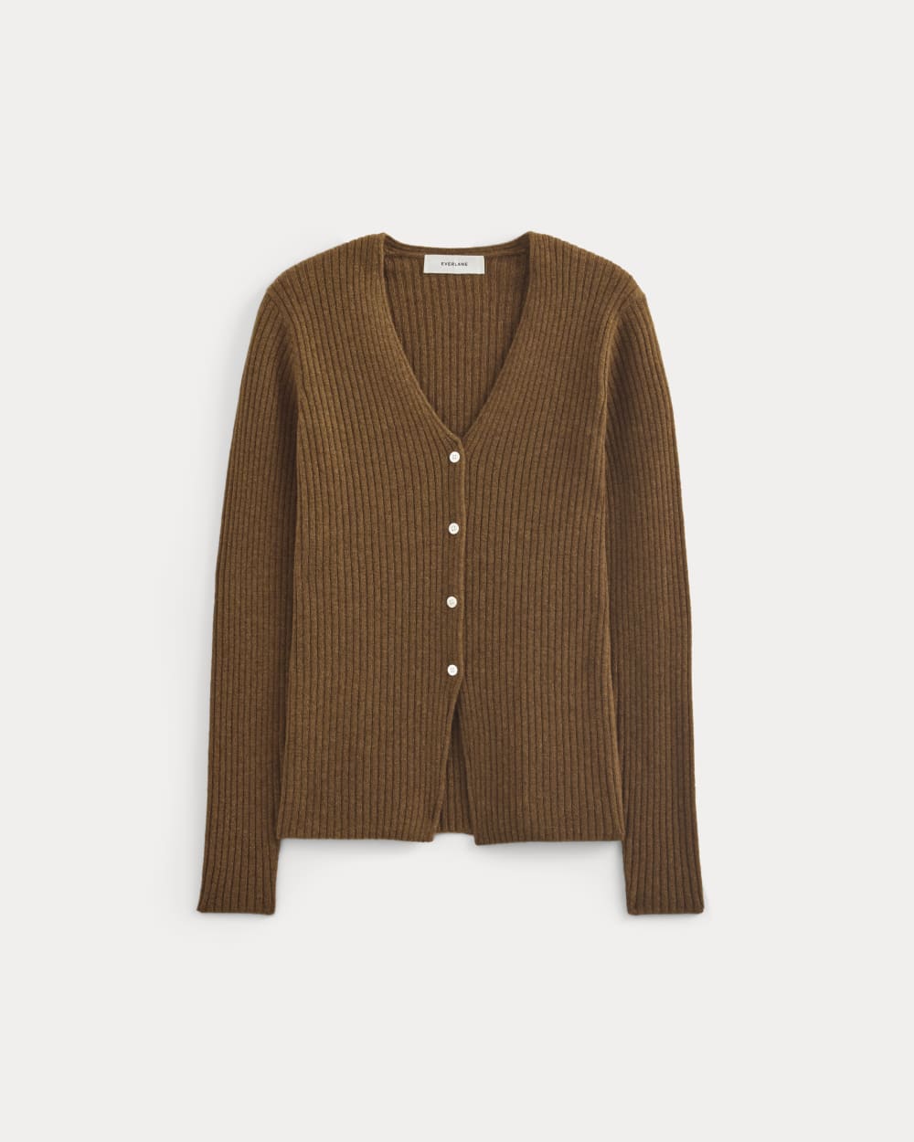 womens-cashmere-ribbed-v-neck-cardigan-heathered-toffee | primary