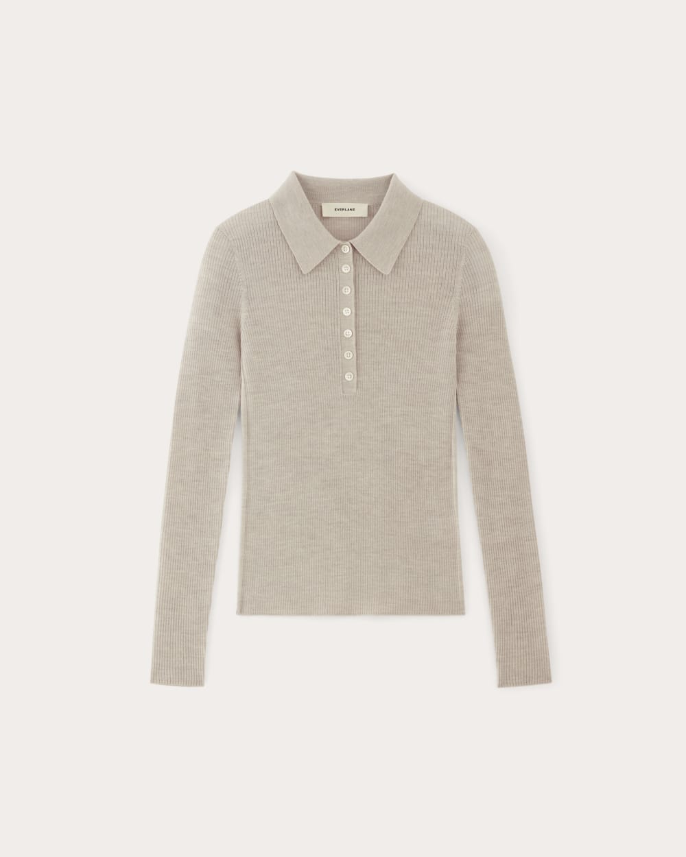 womens-ultrafine-merino-ribbed-polo-heather-oatmeal | alt
