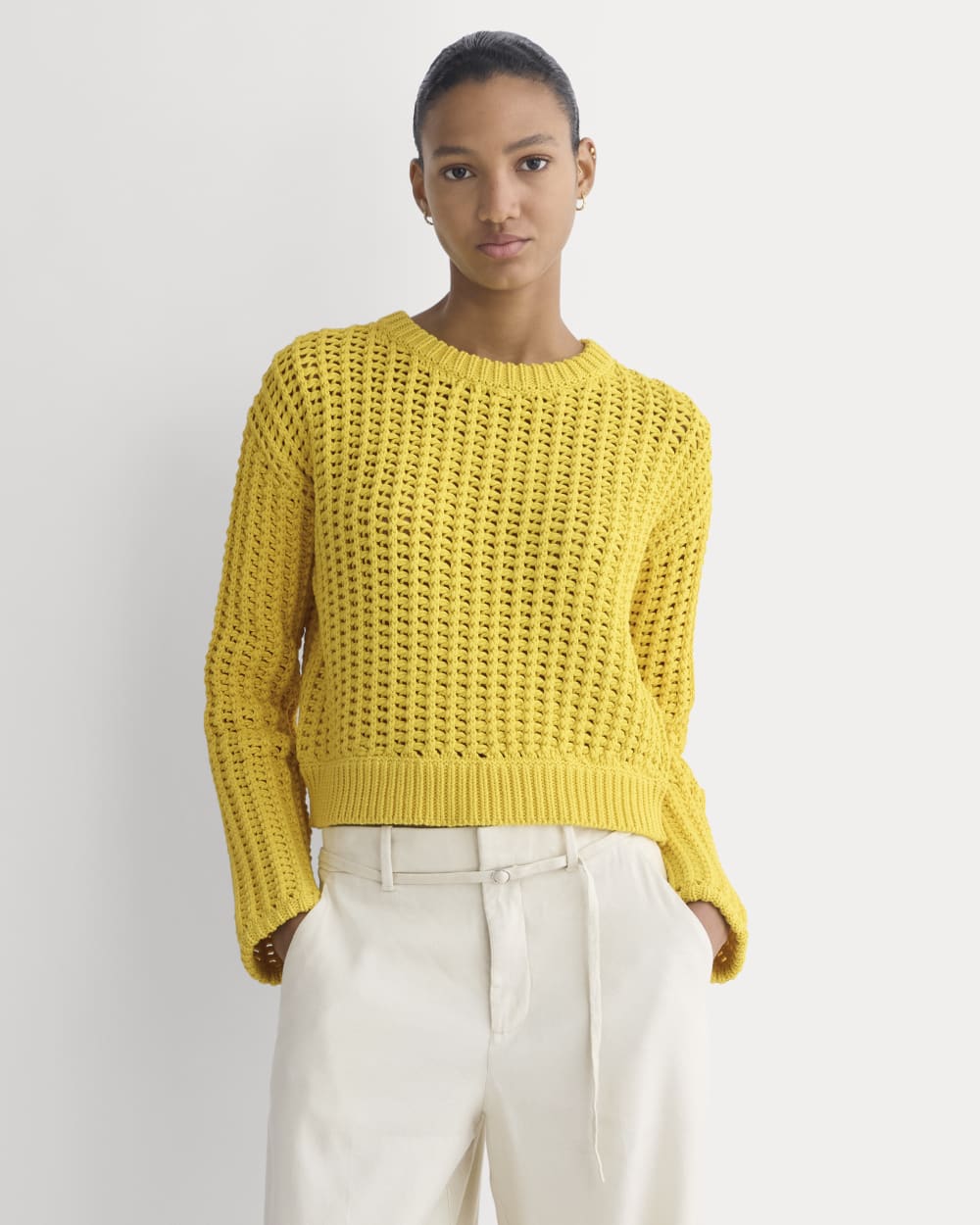 Open-Knit Crew in Elevated Cotton
