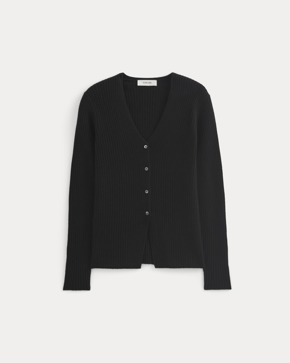 womens-cashmere-ribbed-v-neck-cardigan-black | alt