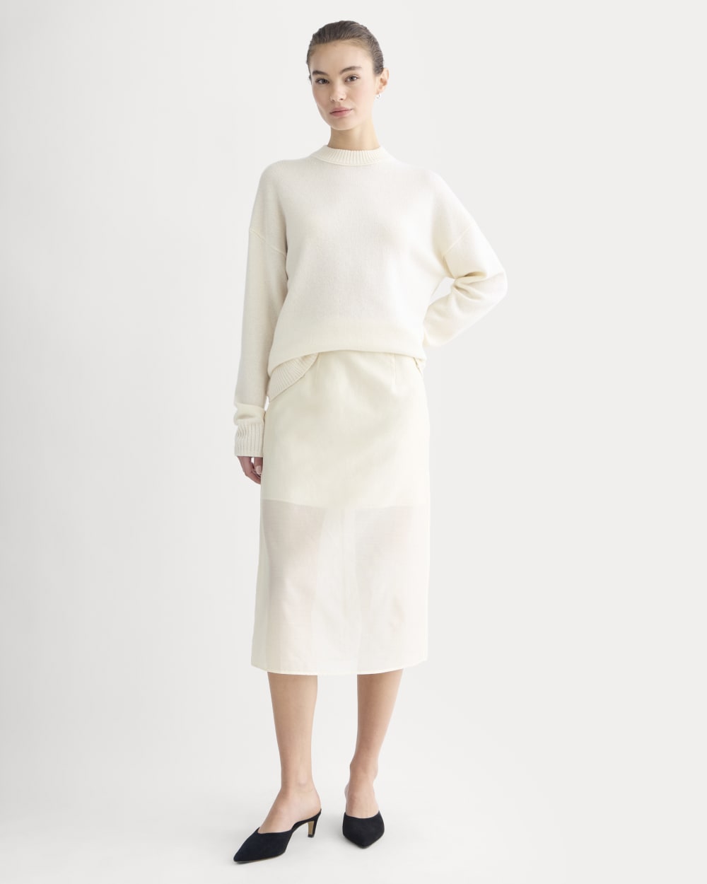 Midi Skirt in Cotton-Silk Organza