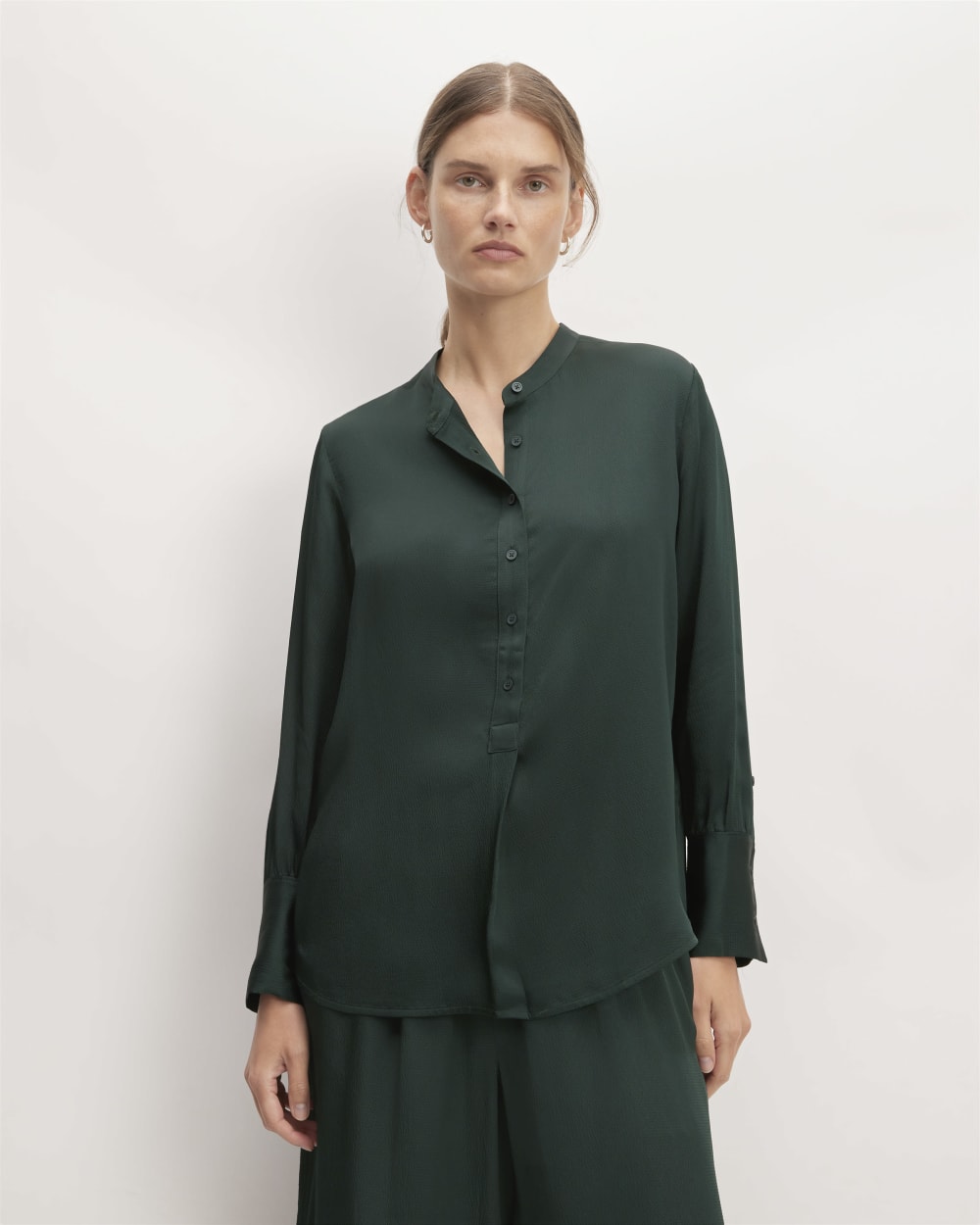 womens-hammered-satin-popover-shirt-scarab | primary