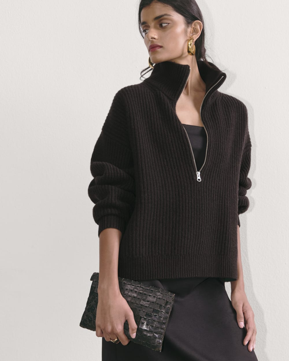 womens-felted-merino-halfzip-sweater-black