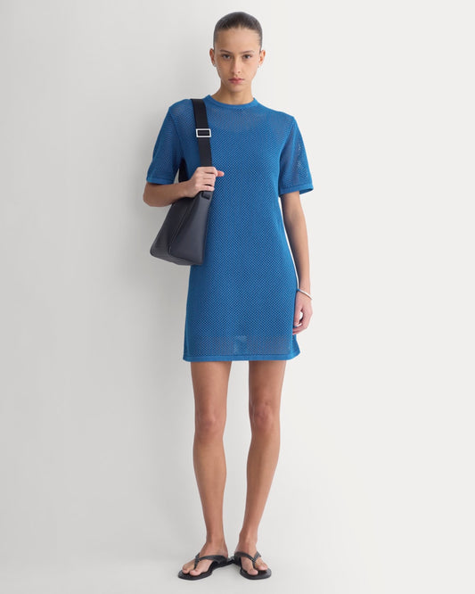 womens-mesh-knit-short-sleeve-dress-imperial-blue | primary