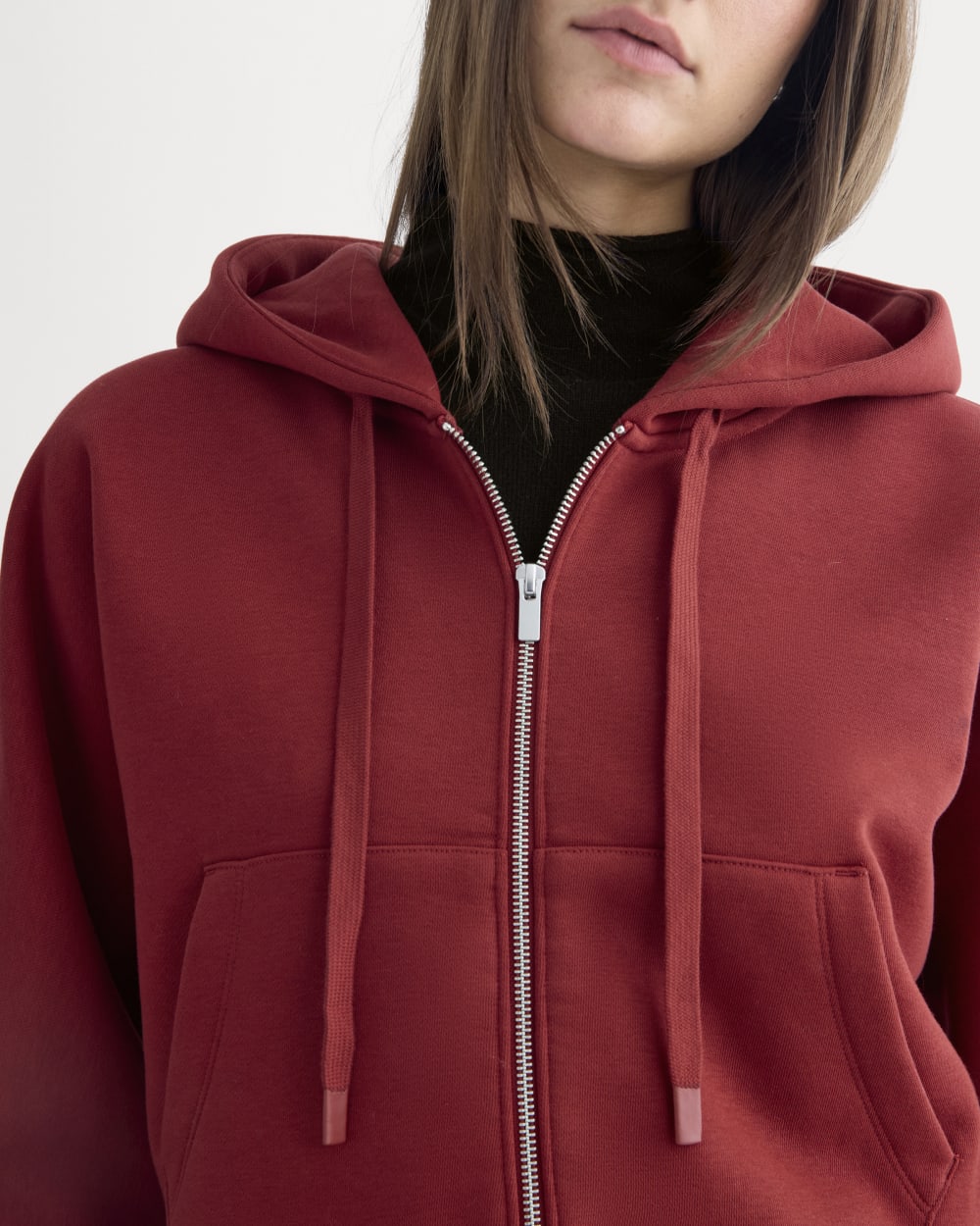 Luxe Fleece Full-Zip Cropped Hoodie | Merlot – Everlane