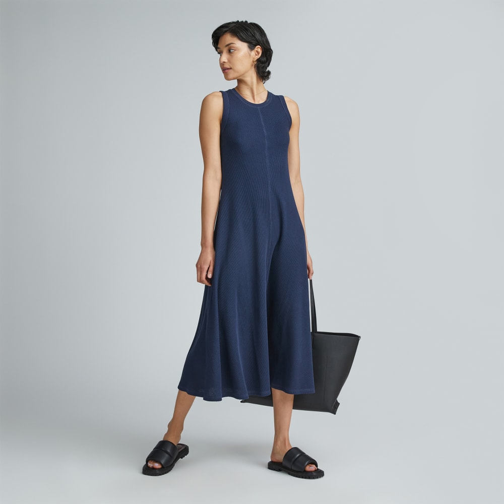 womens-organic-cotton-waffle-tank-dress-navy | primary