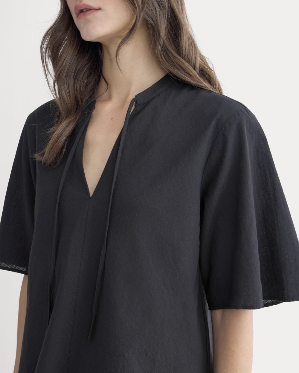 womens-gauze-tie-front-shirt-black