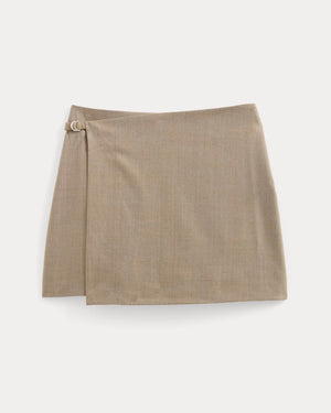Wrap Mini Skort in Tailor Twill | Light Taupe