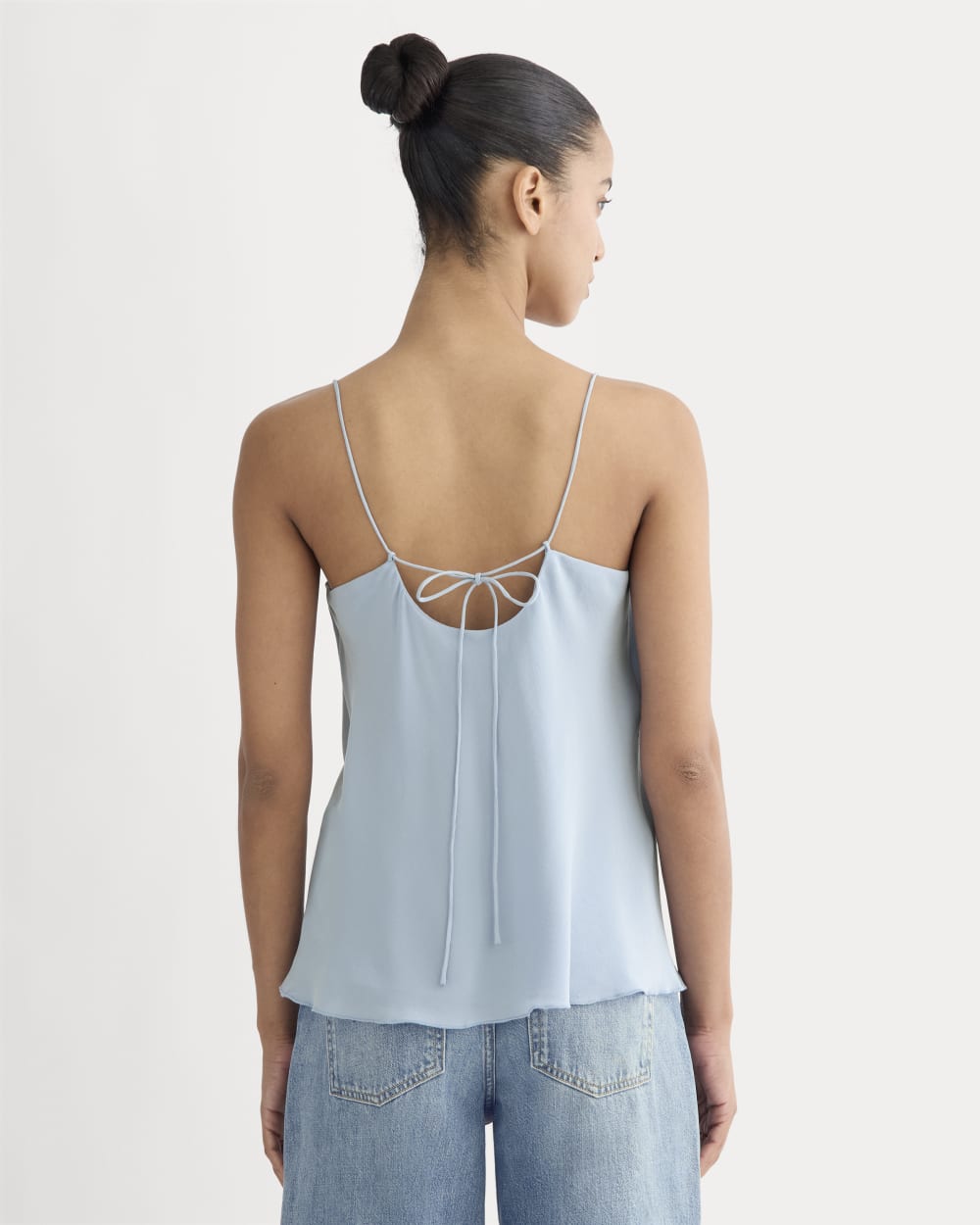 The Tie Back Cami in Washable Silk | Soft Blue – Everlane