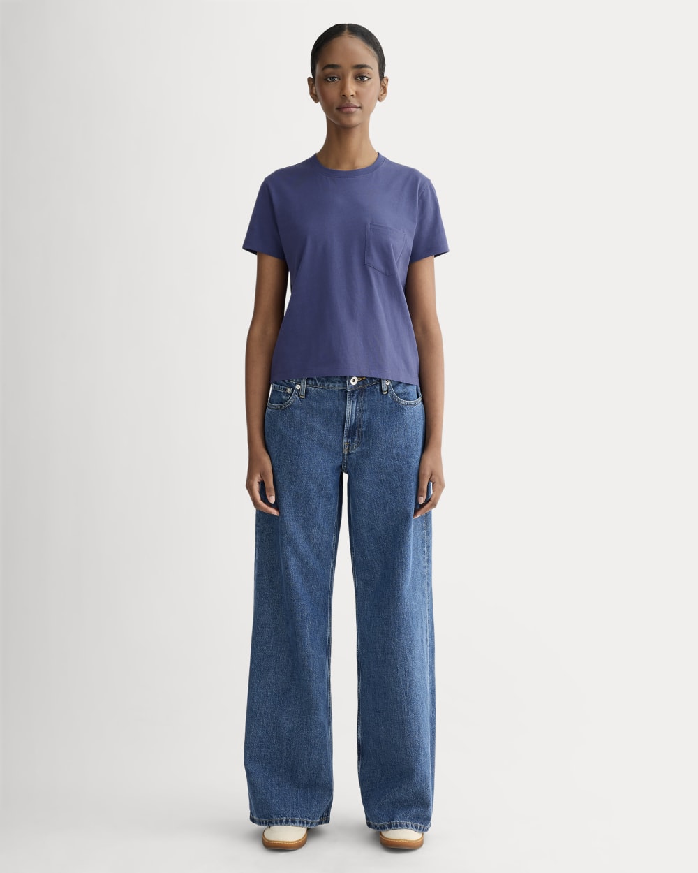 The Box-Cut Tee in Essential Cotton | Deep Cobalt | Pocket – Everlane