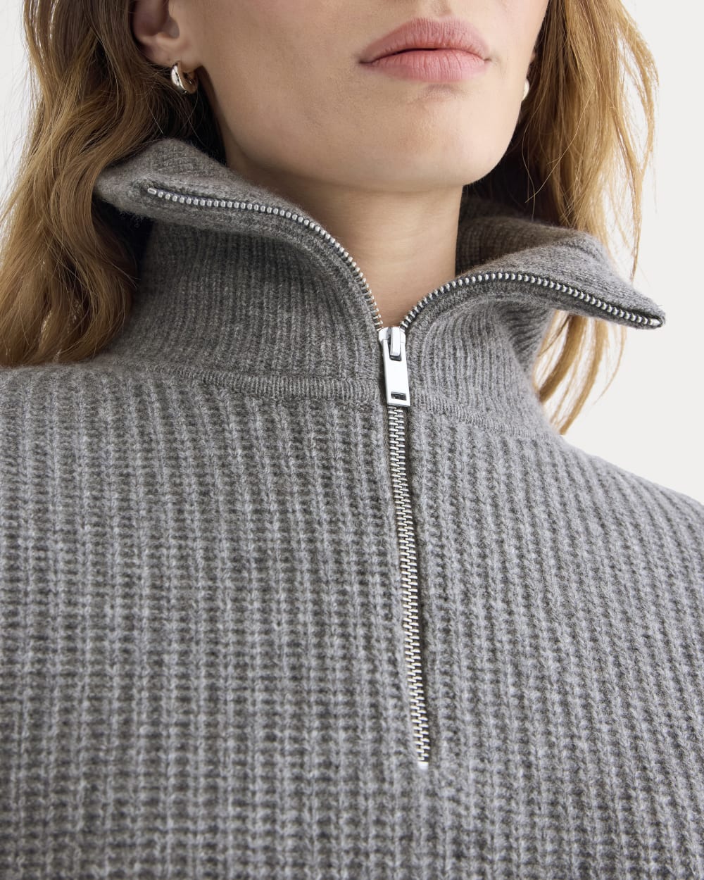 The Half-Zip Sweater in Luxe Merino | Heathered Mid-Grey