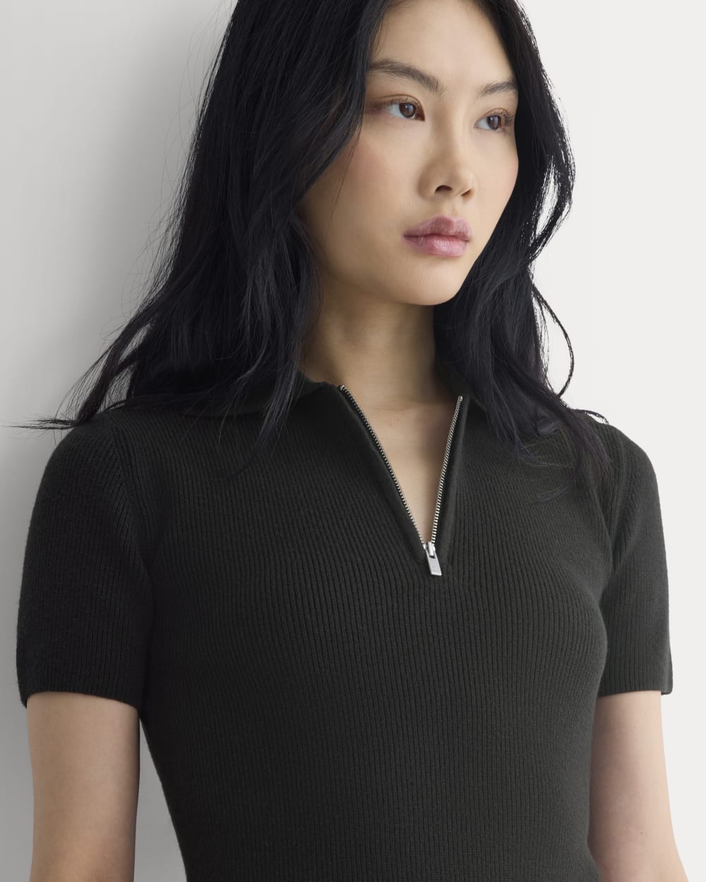 womens-knit-quarter-zip-polo-black