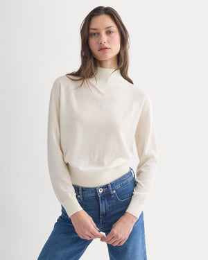 Mockneck Sweater In Ultrafine Merino | Bone