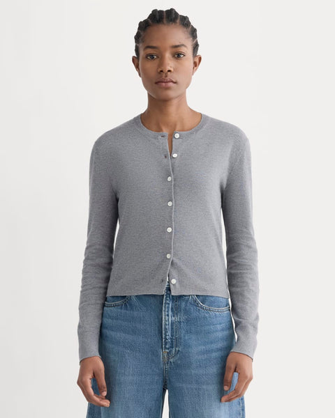 CABaN cotton×cashmere cardigan The Cropped Cardigan in Cotton Cashmere | Heather Charcoal