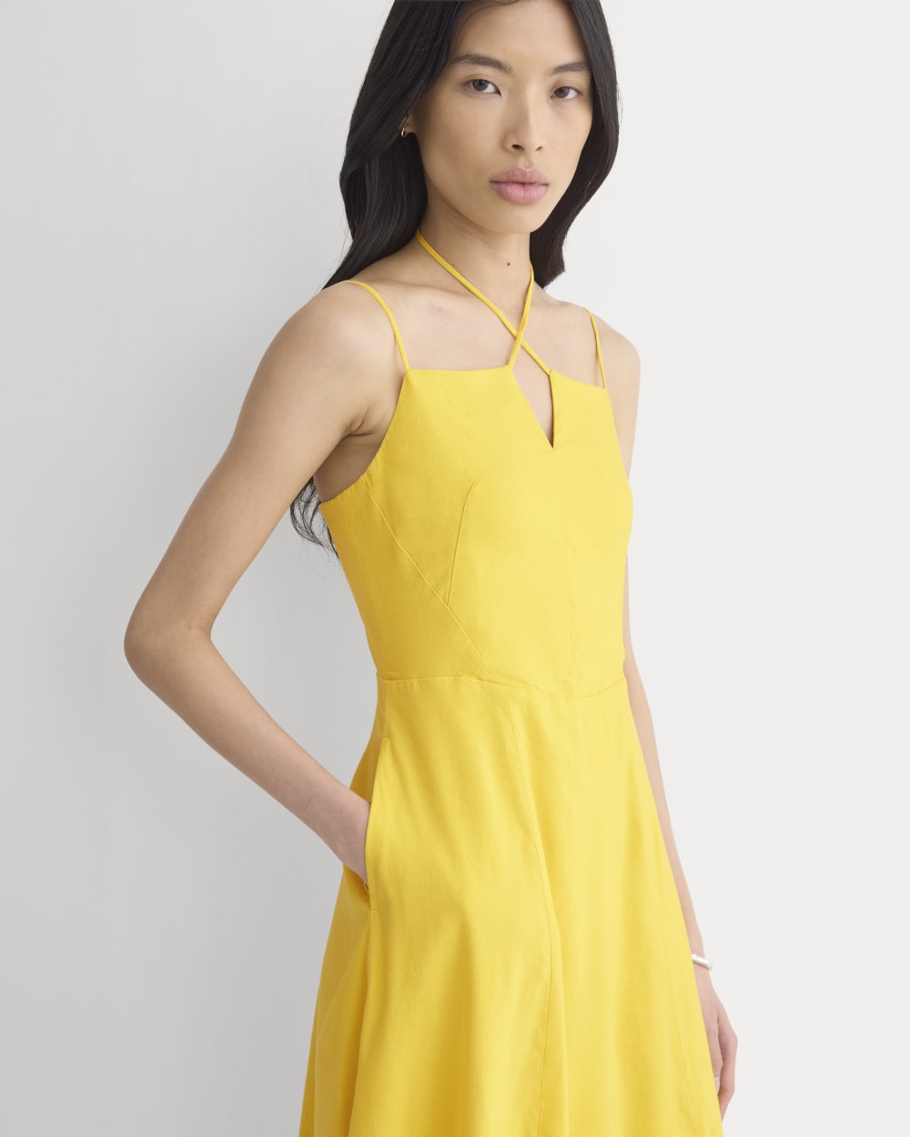 Everlane Tie-Neck Dress, Stretch Linen, Passion Fruit, Size 8