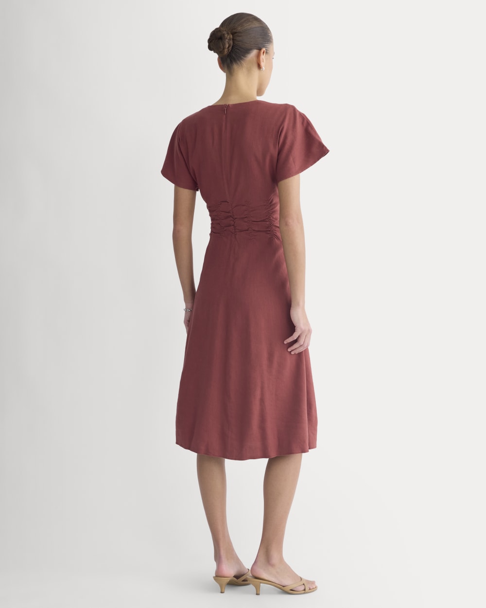 Everlane Cinched Dress, Stretch Linen, Henna Red, Size 2