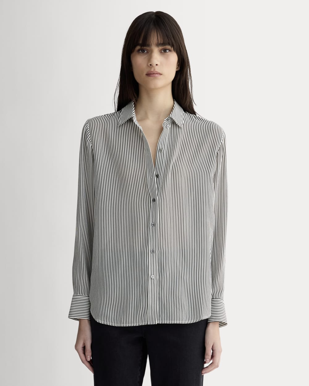 womens-clean-silk-relaxed-shirt-black-micro-stripe | primary