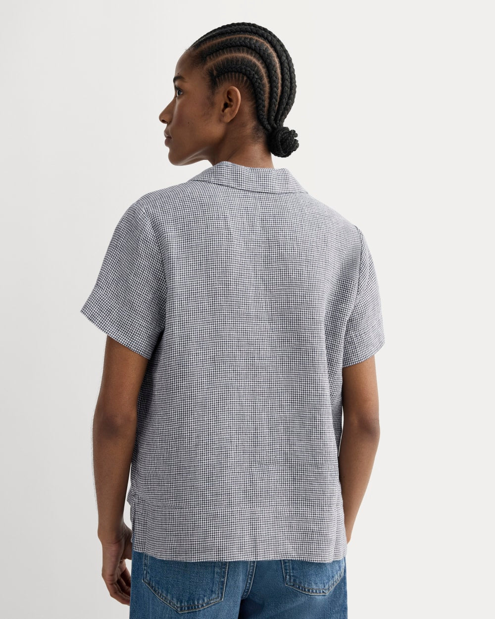 The Notch Shirt in Linen | Midnight Navy Gingham – Everlane