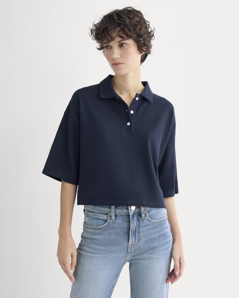 womens-pique-boxy-polo-navy | primary