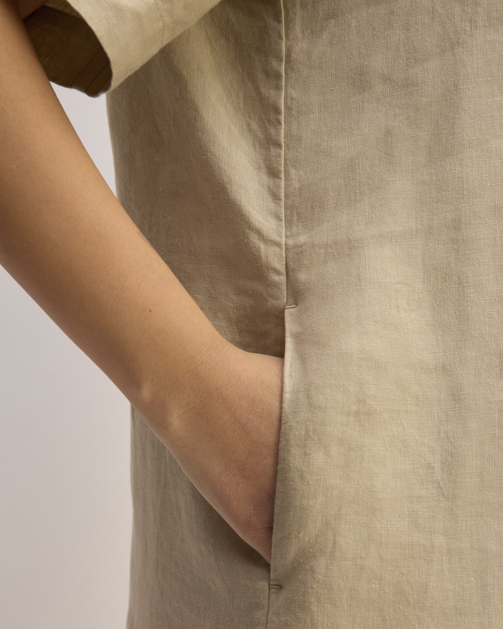 khaki linen shirt dress Cotton Linen Shirt Dress for Womens Pleated Button Long Dress Long Sleeve A-line Loose Swing Dress with Pockets Khaki XXL