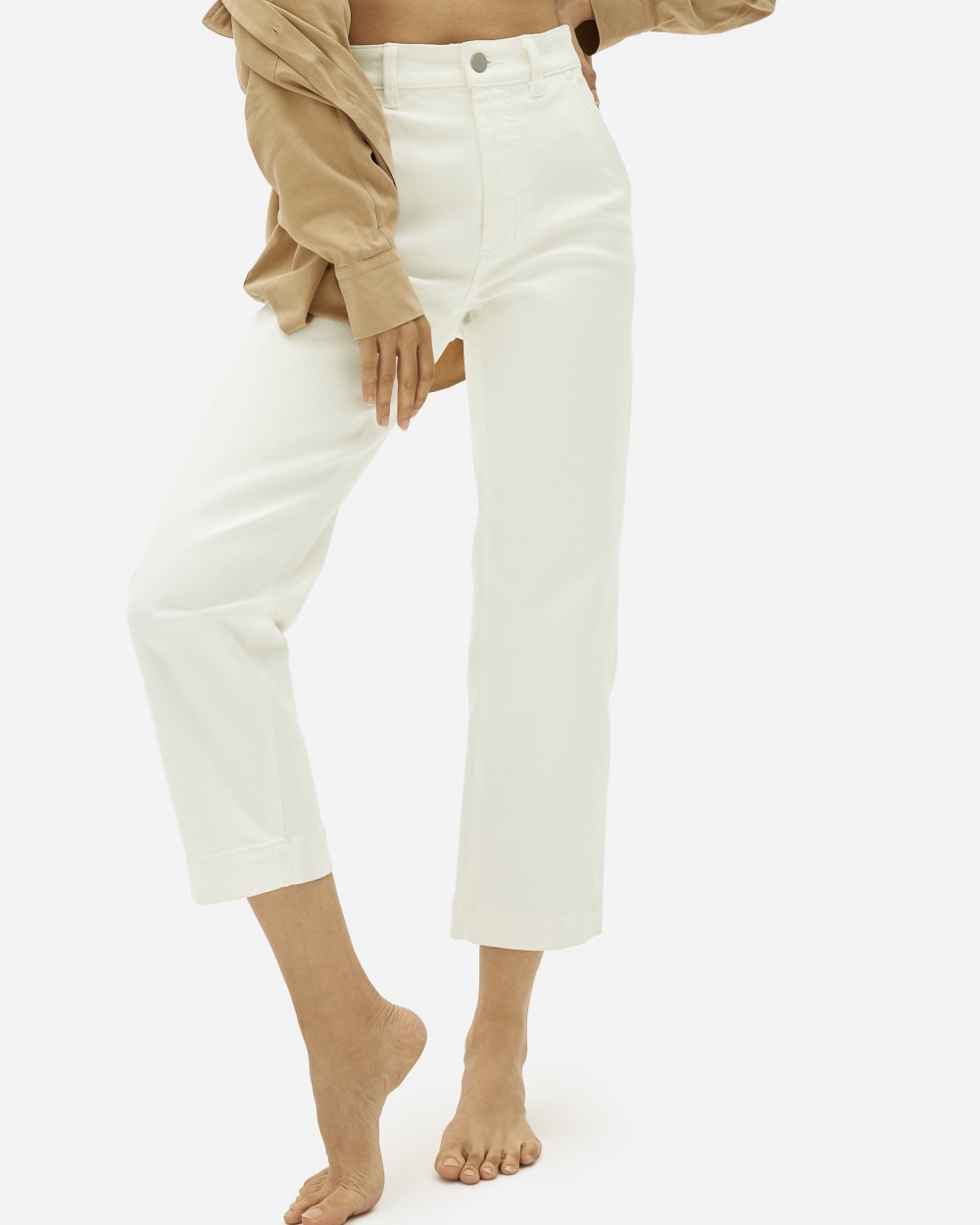 Pantalone Everlane Donna Gamba Dritta A Vita Alta Nero Taglia 2 - Cotone Elasticizzato Cropped - Foto 6