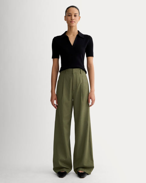 The Draper Pleated Pant in Buttersmooth | Kalamata | 30