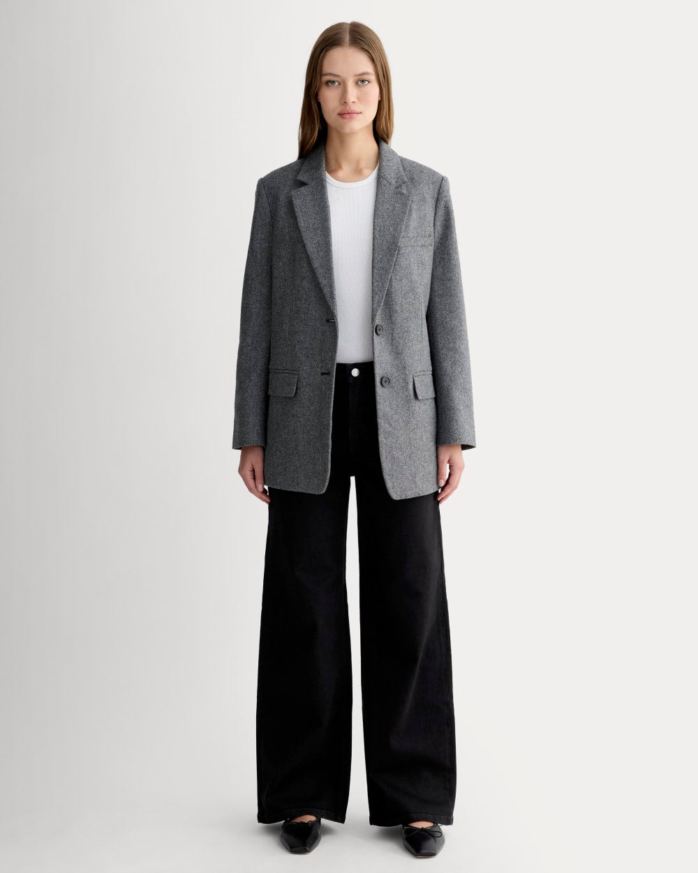The Oversized Blazer in Wool | Grey Herringbone – Everlane
