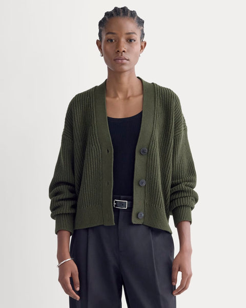 The Boxy Cardigan in Everyday Cotton | Dark Green – Everlane