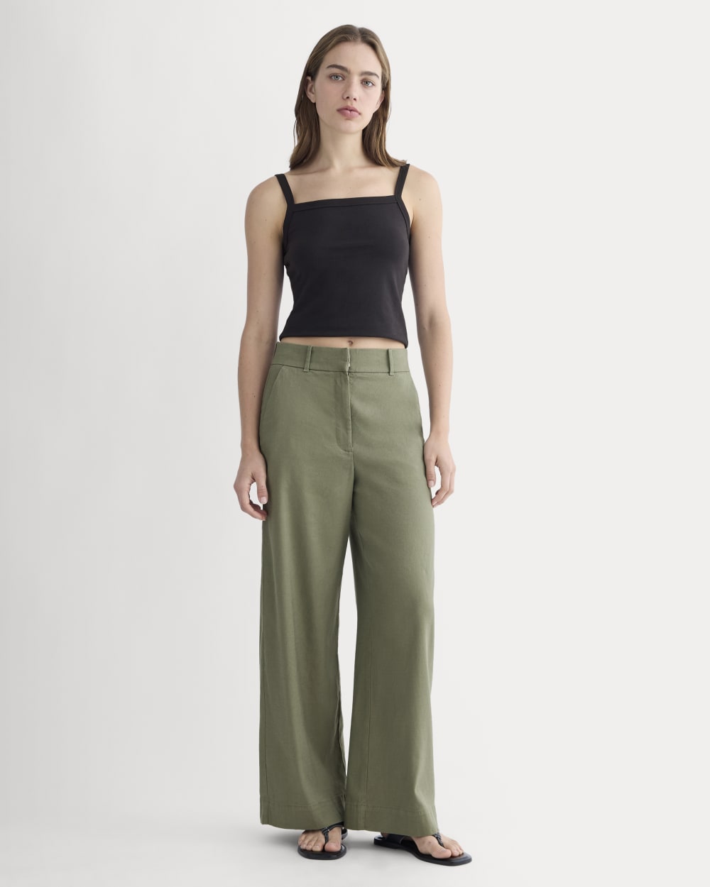 womens-wide-leg-pant-stretch-linen-lichen-green | primary